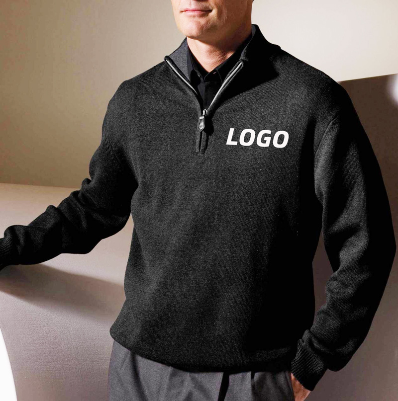 Cheap Men's Business Office Employee Sweater Custom logo Men Knitted Uniform Quarter Zip Sweater