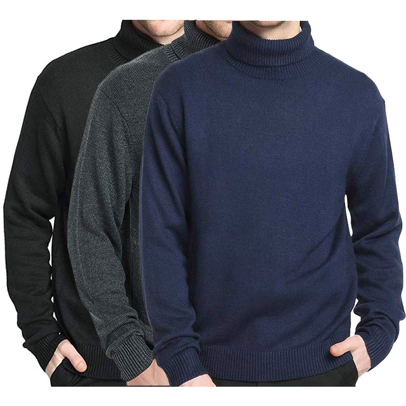 2024 Fashion Design Men's Knit Thick Sweater Turtleneck Warm Wool Sweater for Winter