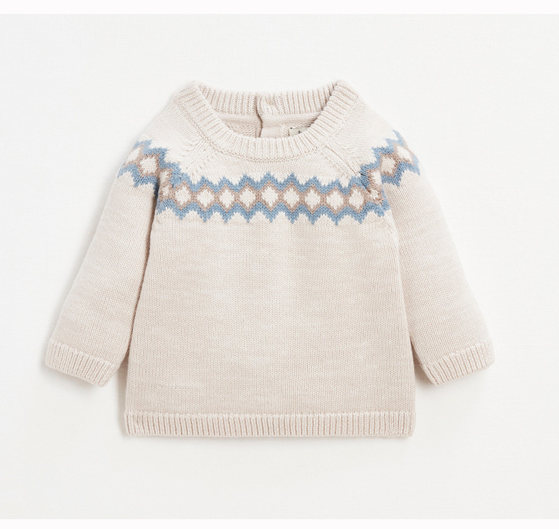 2024 Fashion Design Baby High Quality Woolen Cotton Sweater with jacquard pattern 2024 Fashion Design Baby High Quality Woolen Cotton Sweater with jacquard pattern