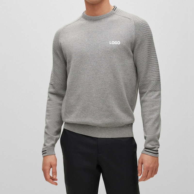 2024 Spring New Design Sportswear Custom LOGO Men's Knitted Crew Neck Wool Sport Sweater