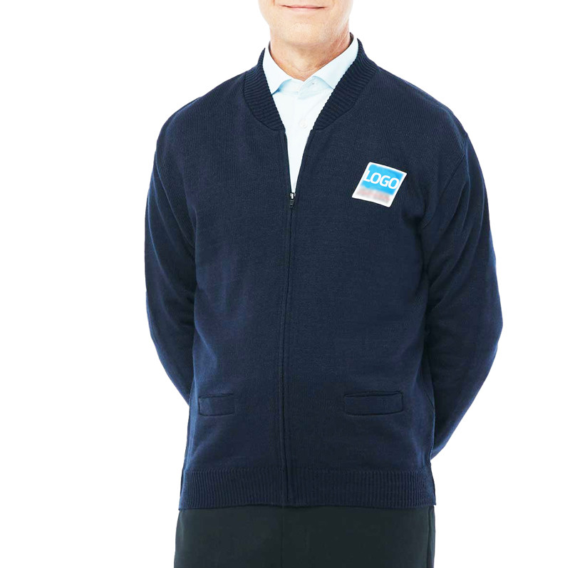 Wholesale Men's Bank Airlines Office Business Employee Uniform Sweater Custom Logo Knitted Uniform Sweater Cardigan for Autumn