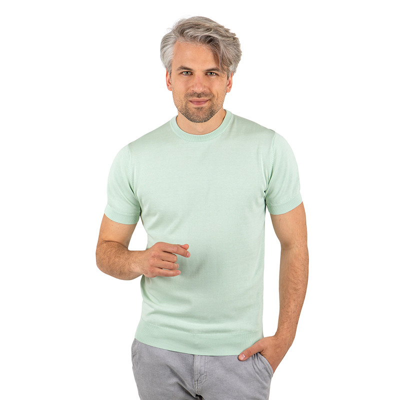 2024 Summer High-end Men's Breathable O-Neck T Shirt Custom Logo Knit Silk/Cotton Sporty Plus Size Men's t-shirts 2024 Summer High-end Men's Breathable O-Neck T Shirt Custom Logo Knit Silk/Cotton Sporty Plus Size Men's t-shirts