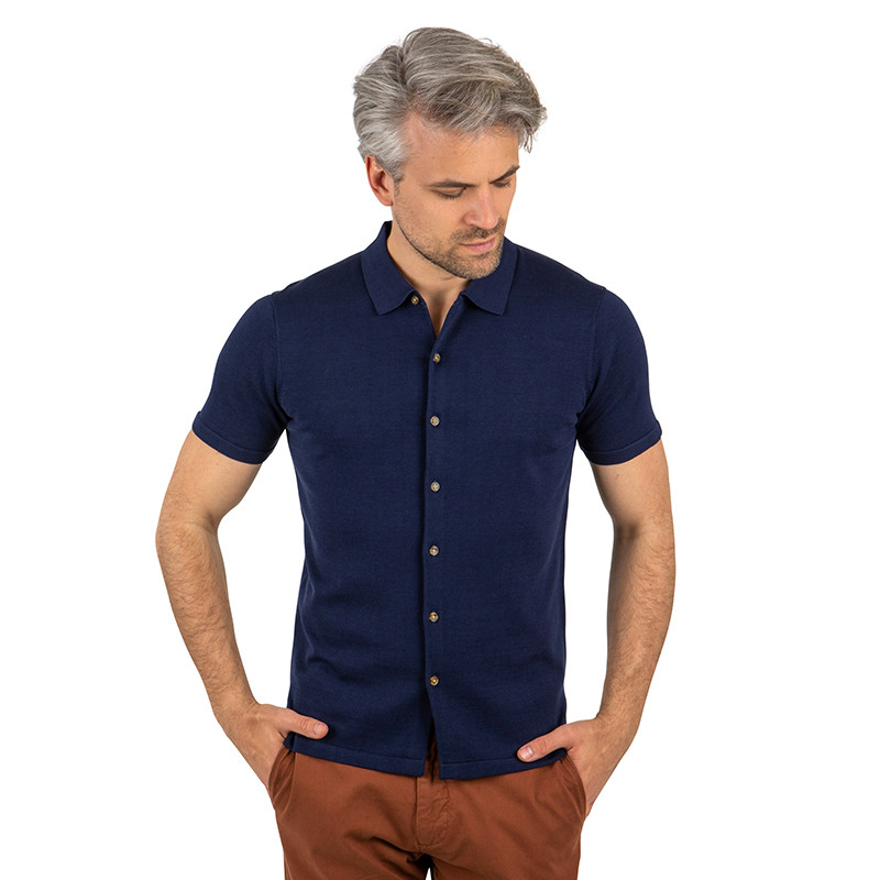 2024 Factory Custom/Wholesale Men's Plain Silk/Cotton Knitted Short Sleeve Shirts