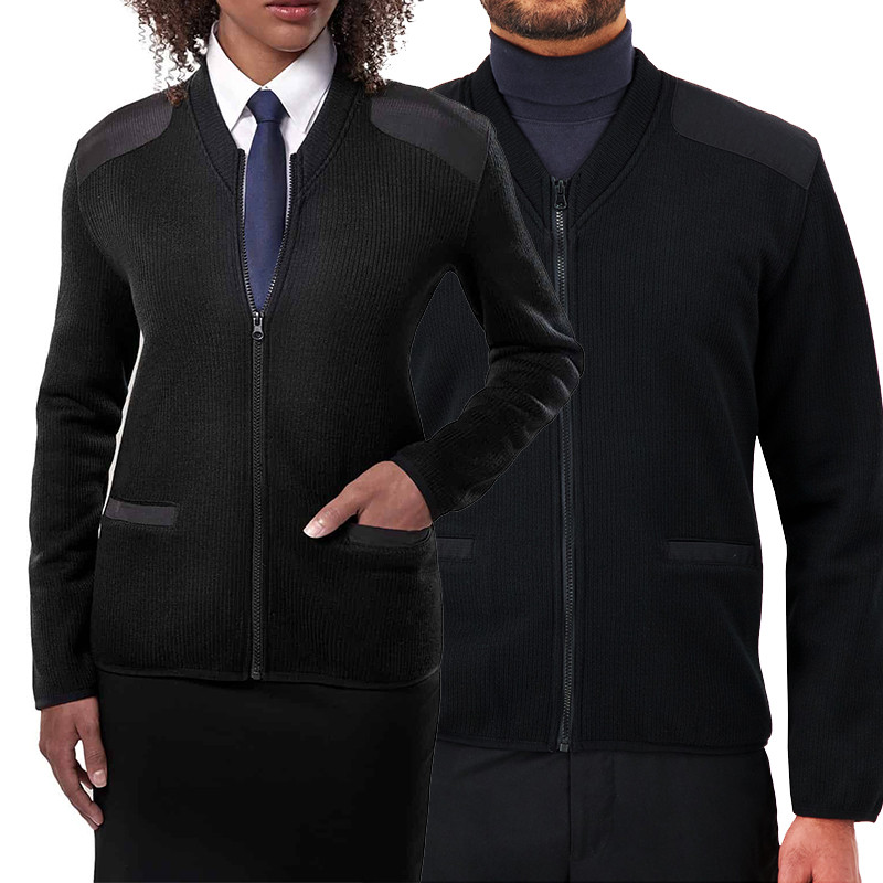 New Financial Industry Office Employee Uniform Personalized Unisex Knitted Zipper Bank Uniform Sweater Cardigan