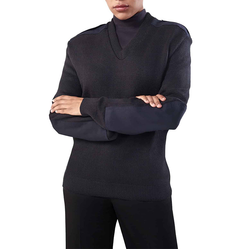 Custom Logo High Quality Company Office Employee V Neck Uniform Sweater Women's Knitted Hotel Uniform Sweater
