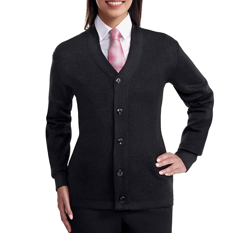 Custom New Design Bank Airline Company Office Employee Uniform Women's Knitted Manager Business Bank Uniform Sweater Cardigan