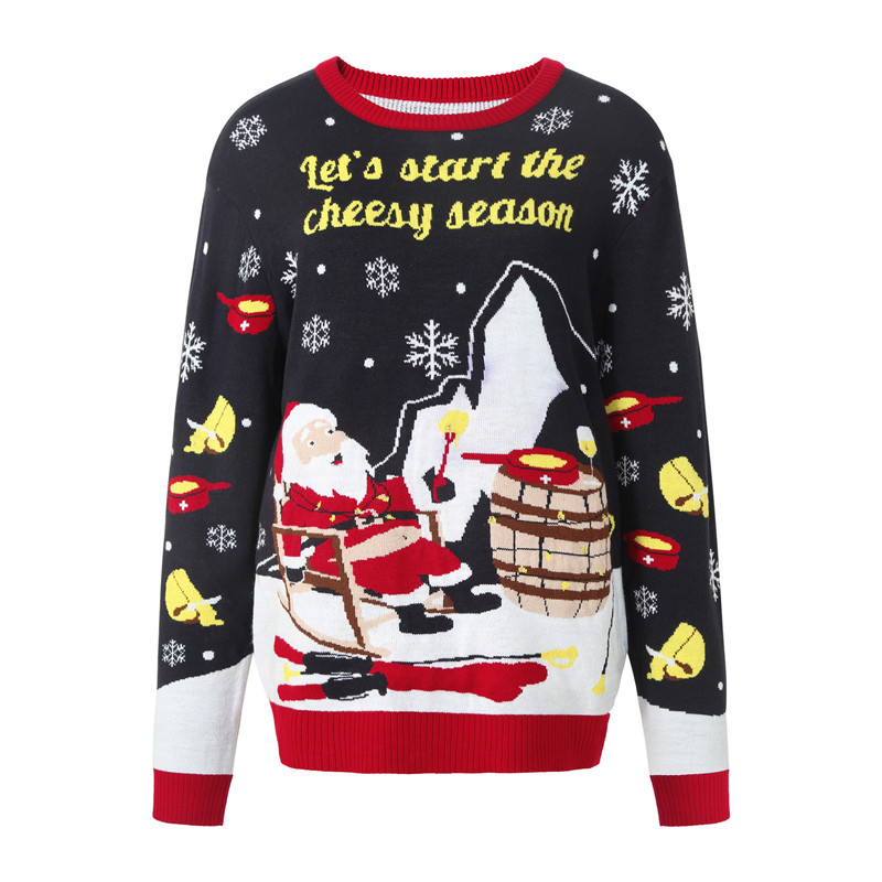 Chinese Factory Wholesale Low Price/Custom Christmas Jumpers Unisex Knit Ugly Christmas Santa Claus Sweater for Adults