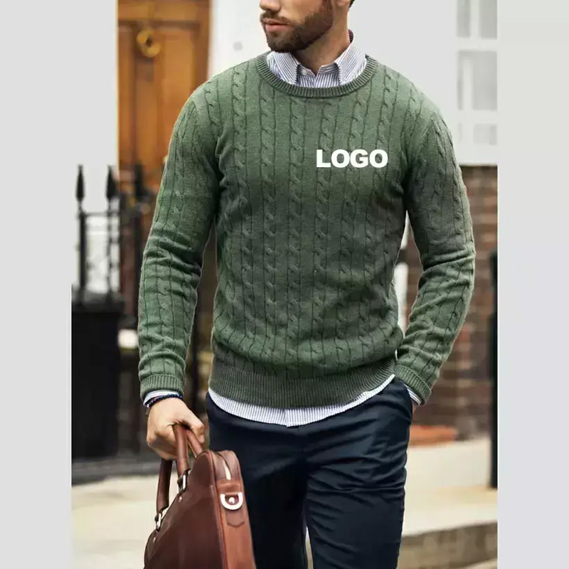 Free Sample Men's High Quality Cotton Rib Pullover Sweater Dress Winter Plus Size Knit Sweaters for Men Custom Logo 