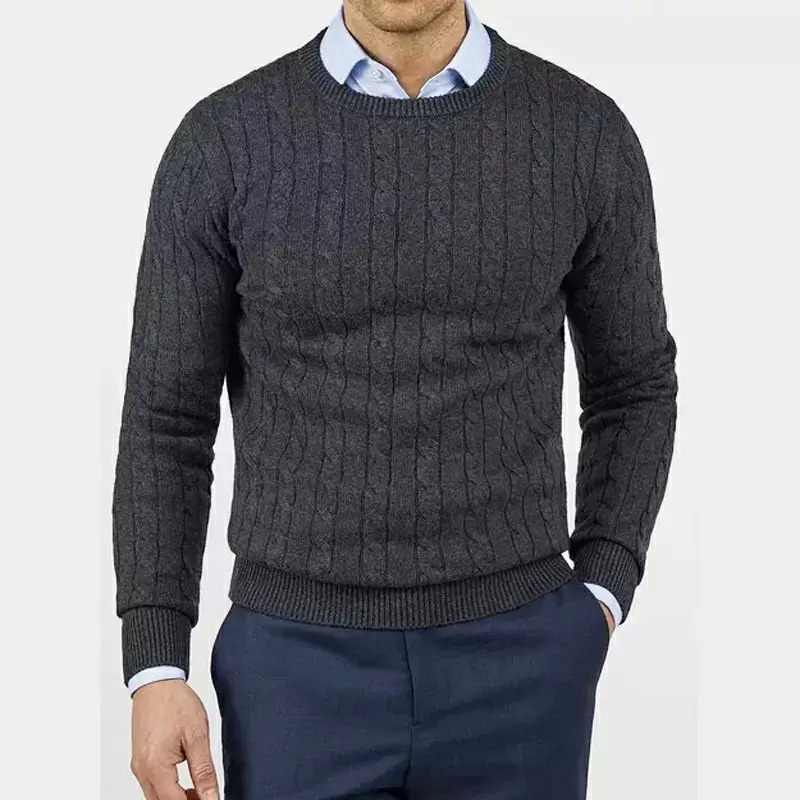 Free Sample Men's High Quality Cotton Rib Pullover Sweater Dress Winter Plus Size Knit Sweaters for Men Custom Logo 