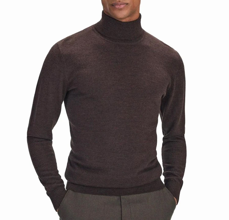 New Design Knit Turtleneck Jumper Custom men's Plus Size 100% Merino Wool Men Turtle Neck Sweater