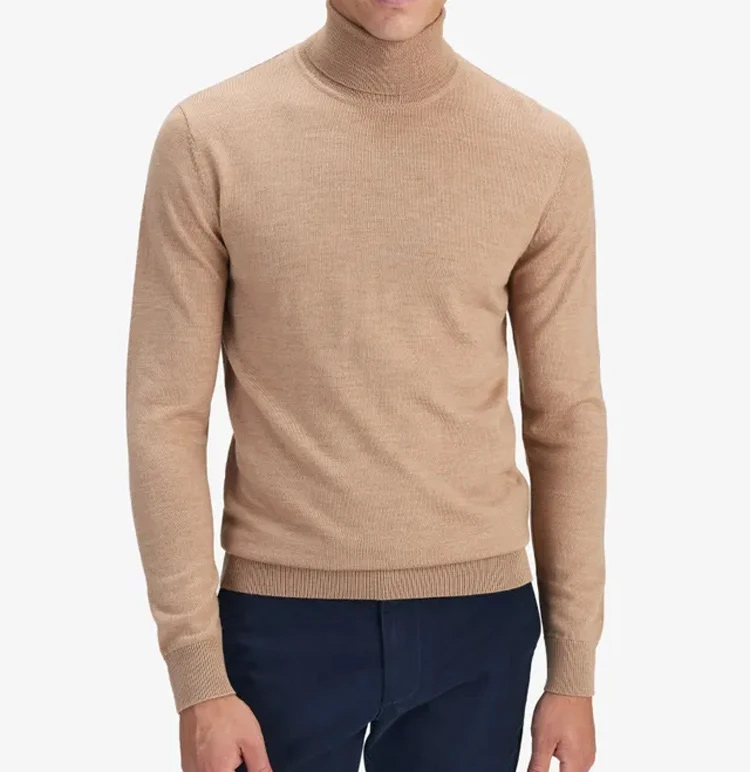New Design Knit Turtleneck Jumper Custom men's Plus Size 100% Merino Wool Men Turtle Neck Sweater
