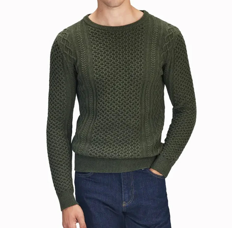 OEM/ODM Men's Cotton Rib Pullover Sweater Custom Logo Winter Plus Size Knit Slim Fit Sweaters for Men