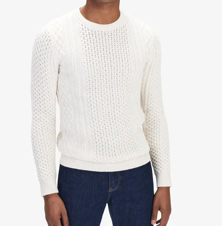 OEM/ODM Men's Cotton Rib Pullover Sweater Custom Logo Winter Plus Size Knit Slim Fit Sweaters for Men