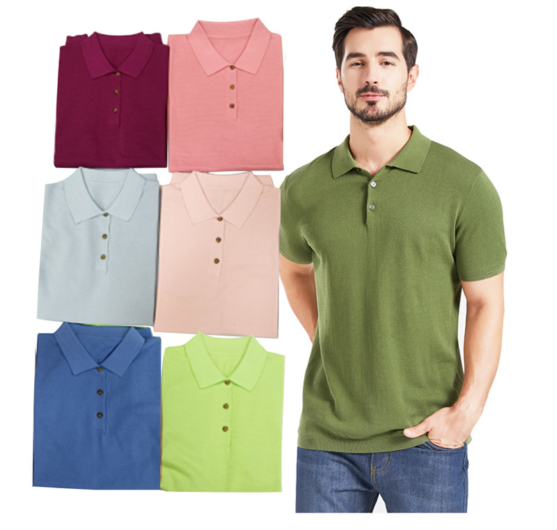 Wholesale Men's Casual Knitted Polo T-shirts Anti-wrinkle 100% Cotton Polo T-shirts for Men