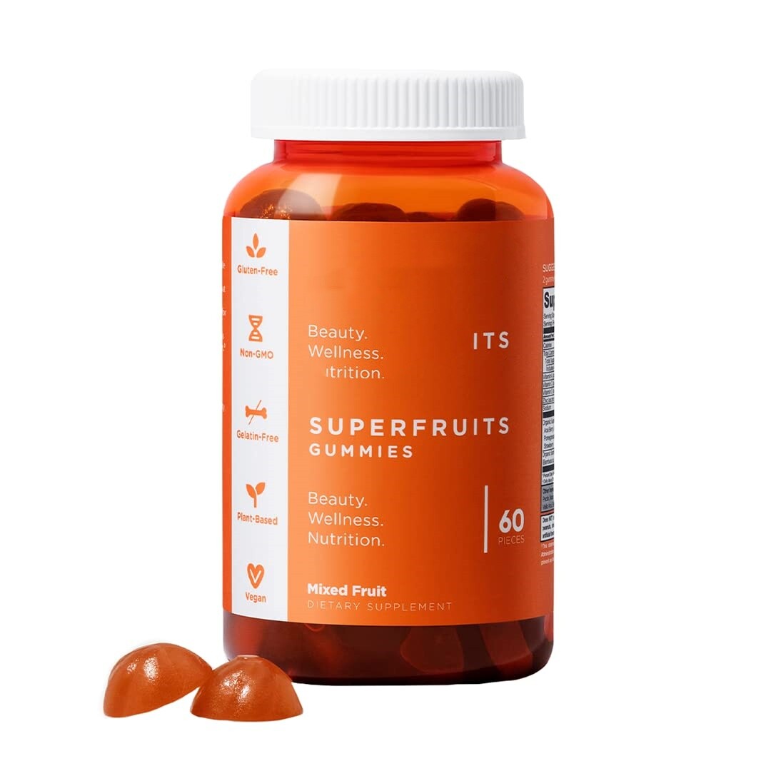 Nutritional Supplement, SuperFruits Beauty Gummy Vitamin - 60 Count - Collagen-Promoting Ingredients - Mixed Fruit, Vegan, Plant-Based, Non-GMO, Gluten-Free & Gelatin Free