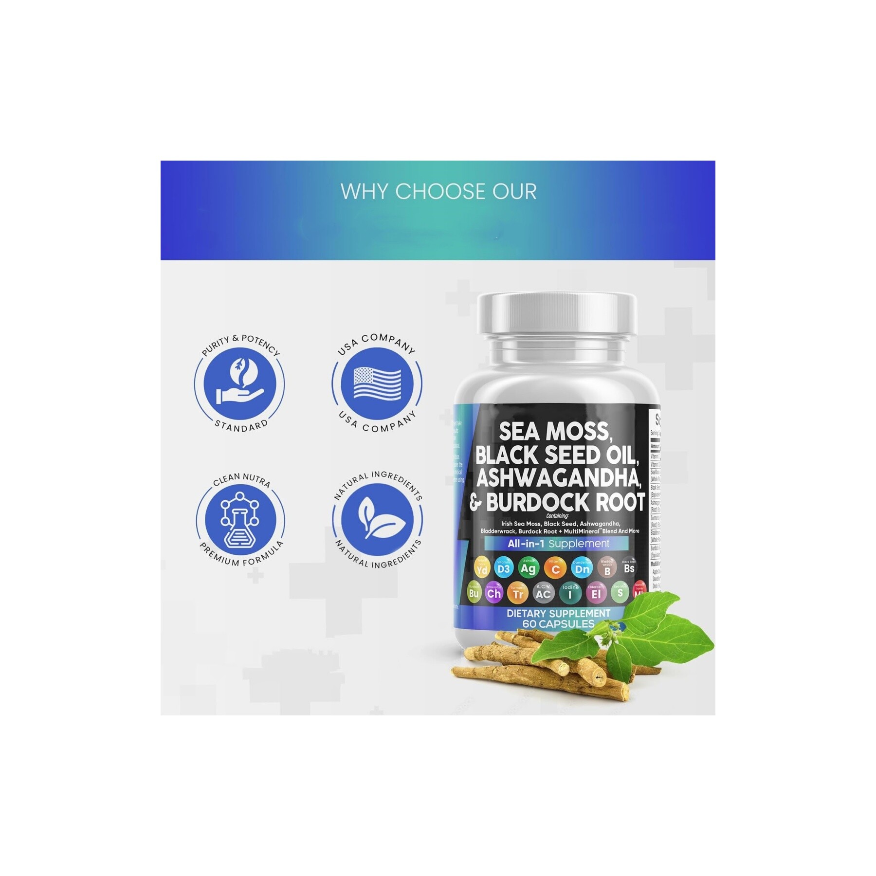  Sea Moss &Black Seed Oil  & Vitamin C & D3capsule