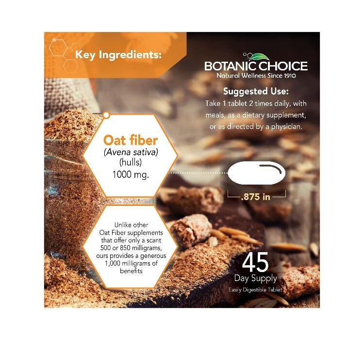 Botanic  Oat Fiber - Natural Dietary Supplement for Digestive Health - Women and Men