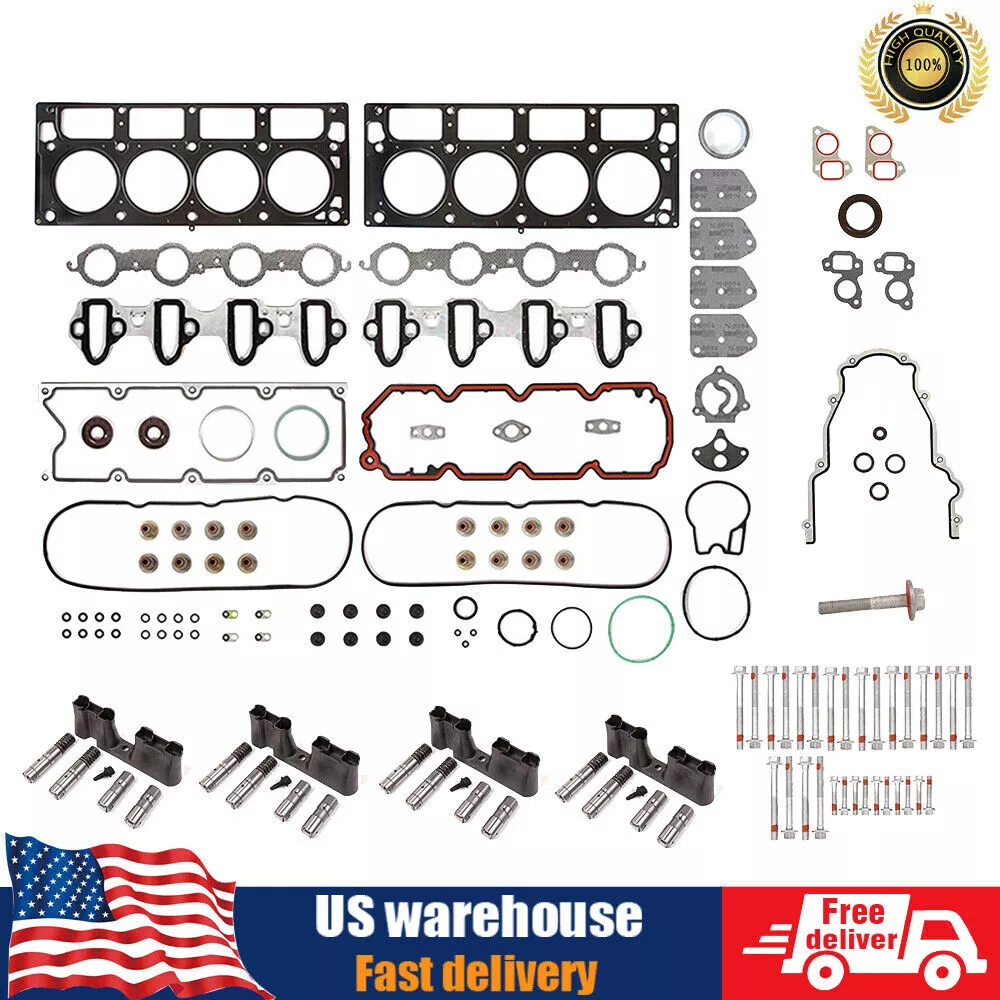 For GM CHEVY 5.3 AFM Lifter Replacement Kit Head Gasket Set, Head Bolts Lifters