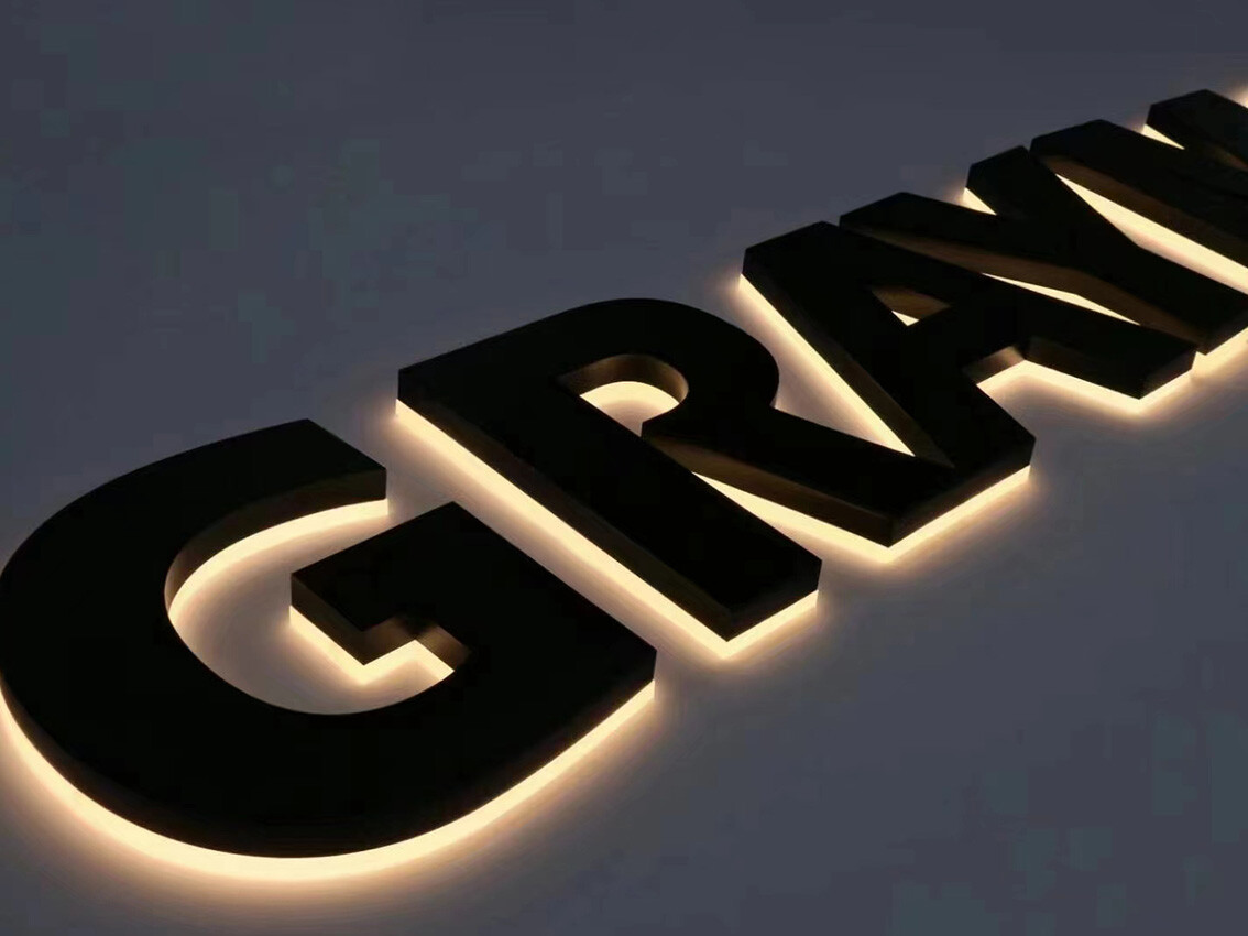 Stainless steel backlit letters