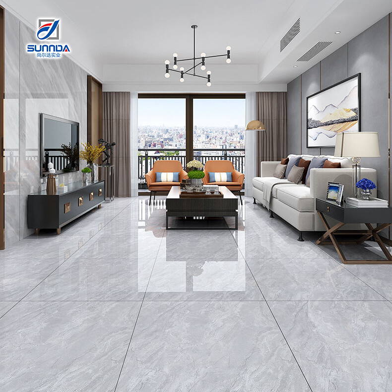 Glazed polished porcelain tiles