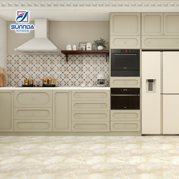 Glazed polished porcelain tiles