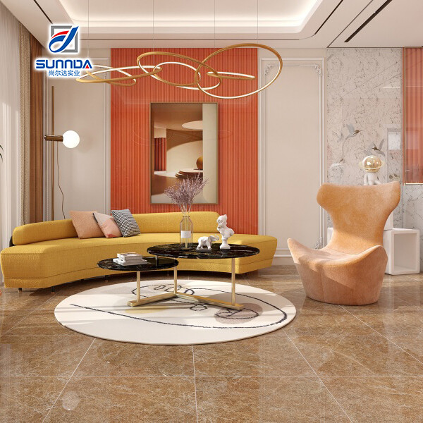 Glazed polished porcelain tiles