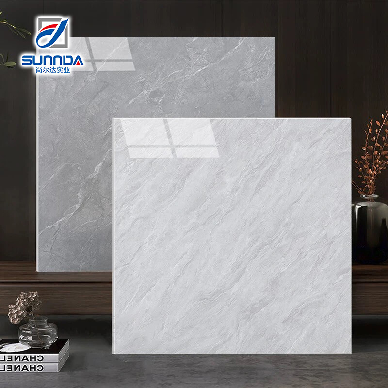Glazed polished porcelain tiles