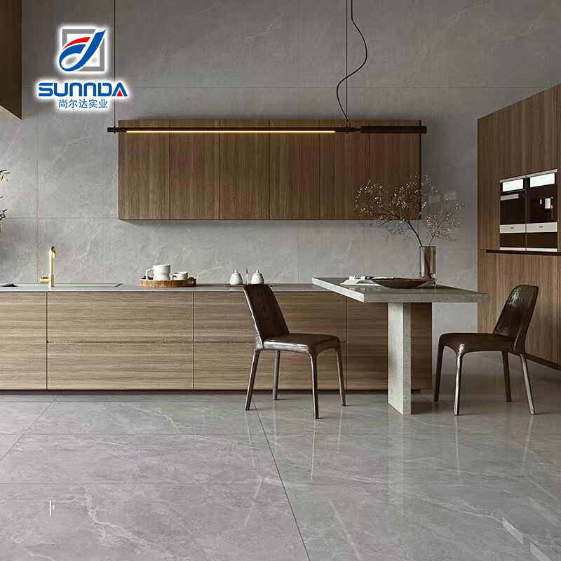 Glazed polished porcelain tiles