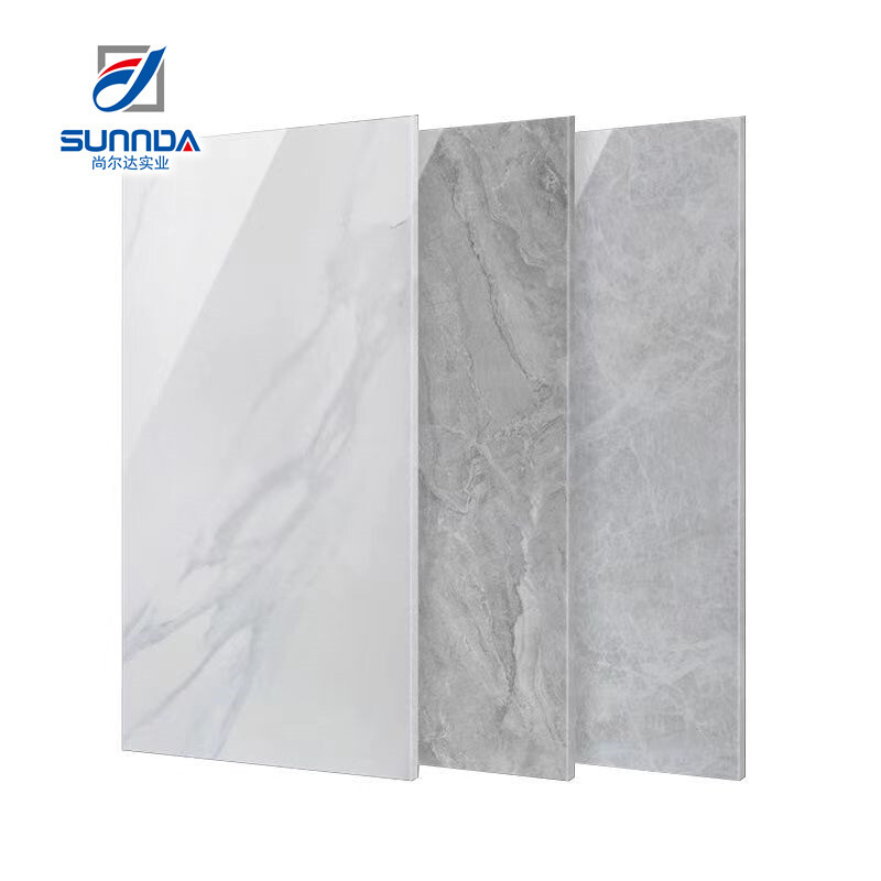 Glazed polished porcelain tiles