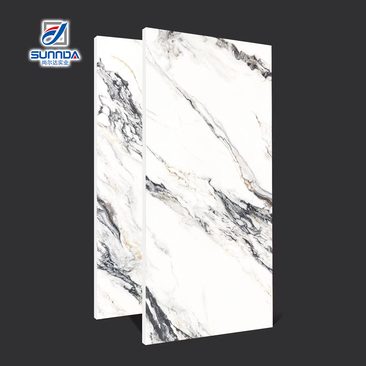 Glazed polished porcelain tiles
