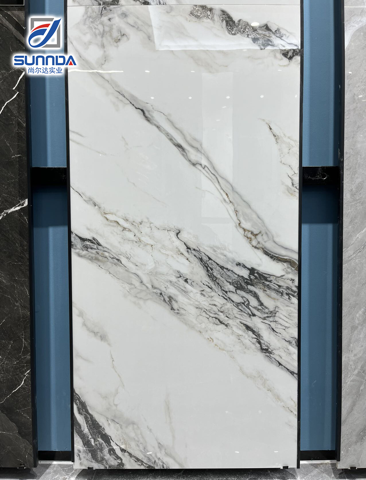 Glazed polished porcelain tiles