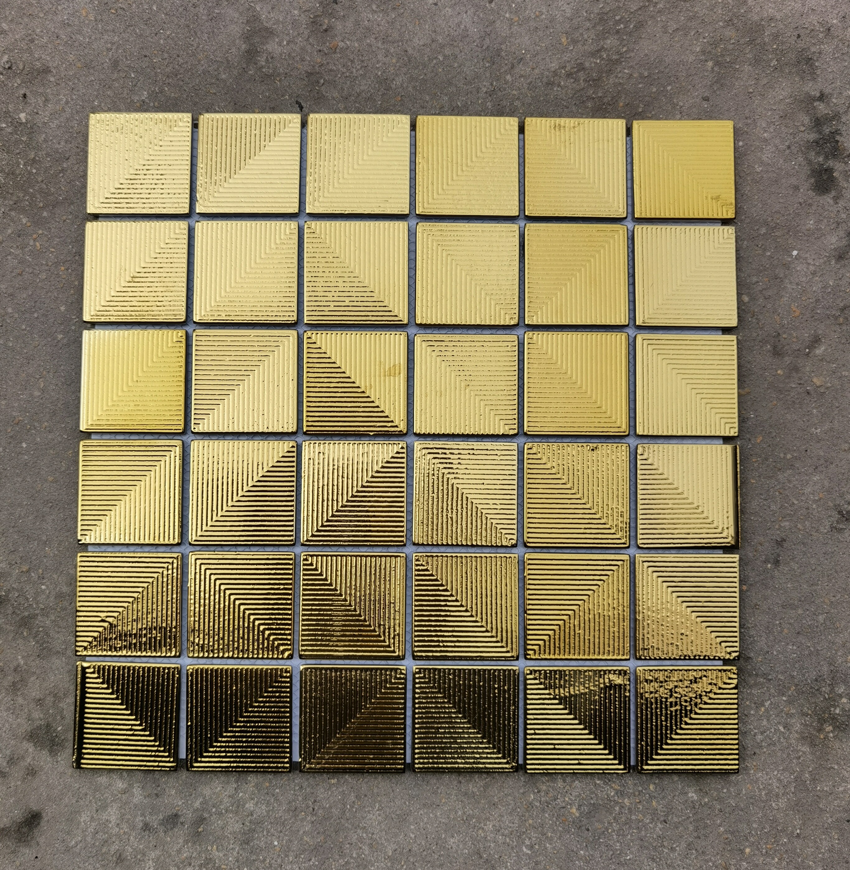 Plated gold mosaic tiles 