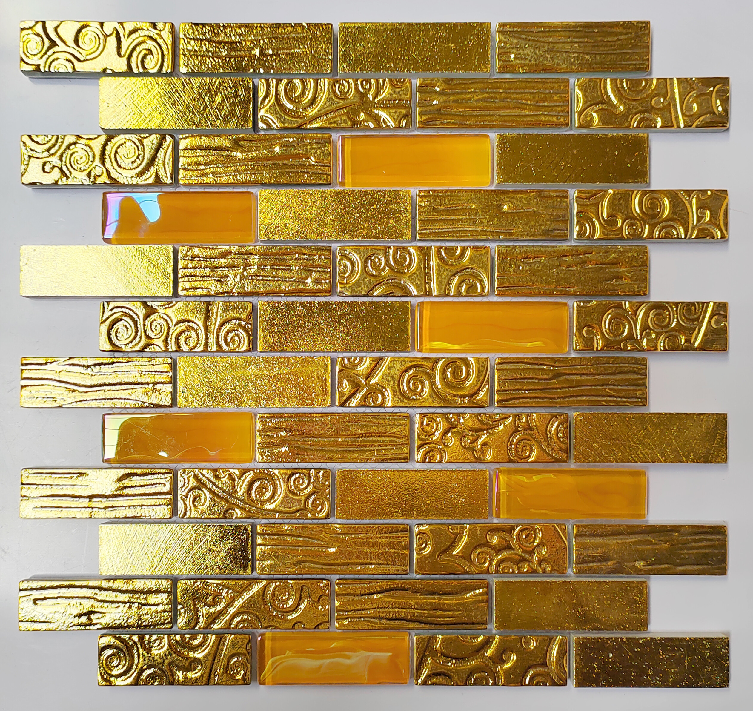 Plated gold mosaic tiles 