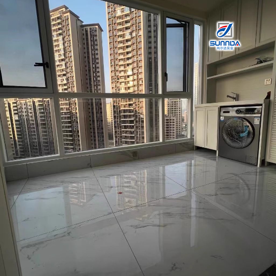 Glazed polished porcelain tiles 