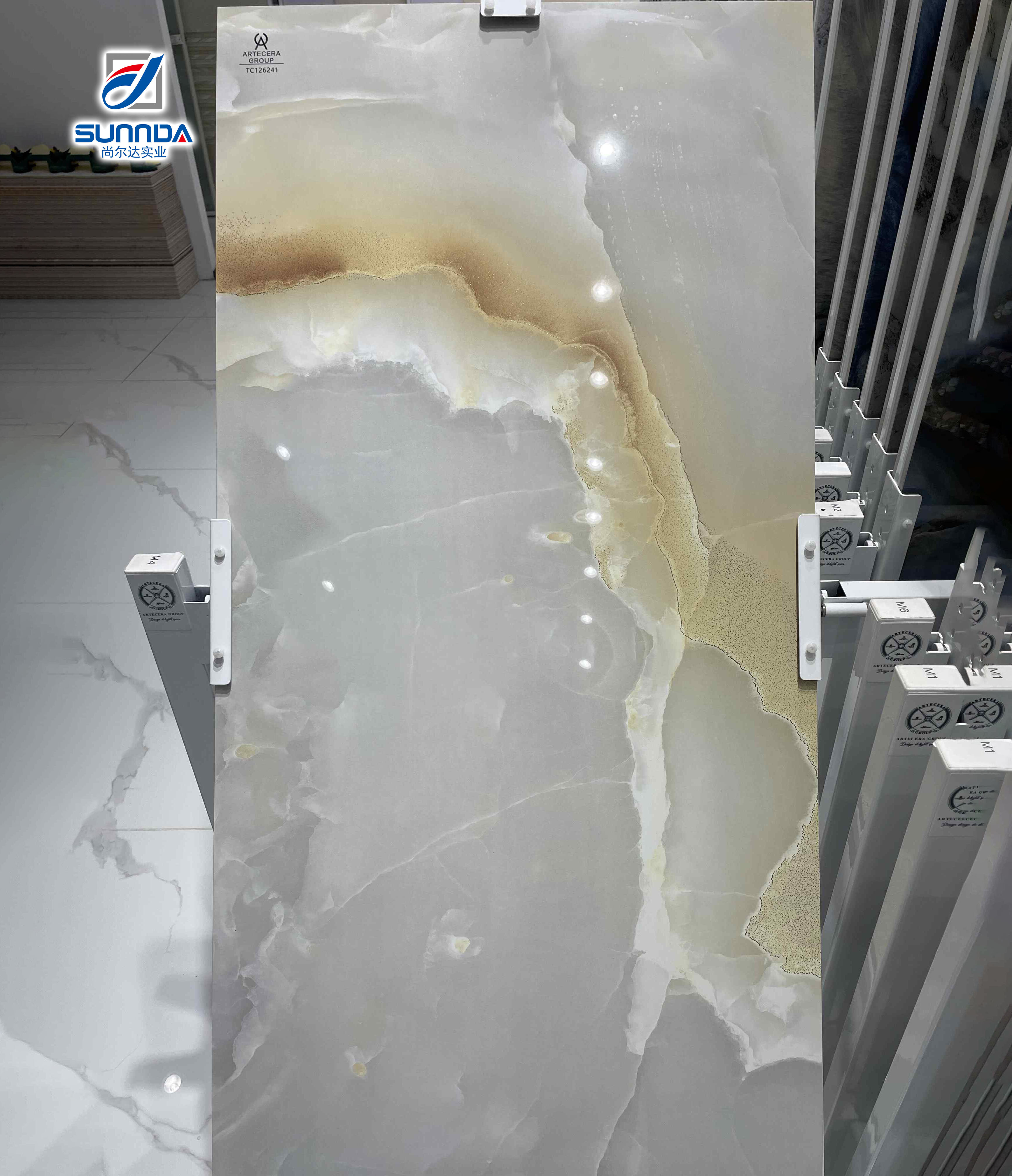 Glazed polished porcelain tiles 