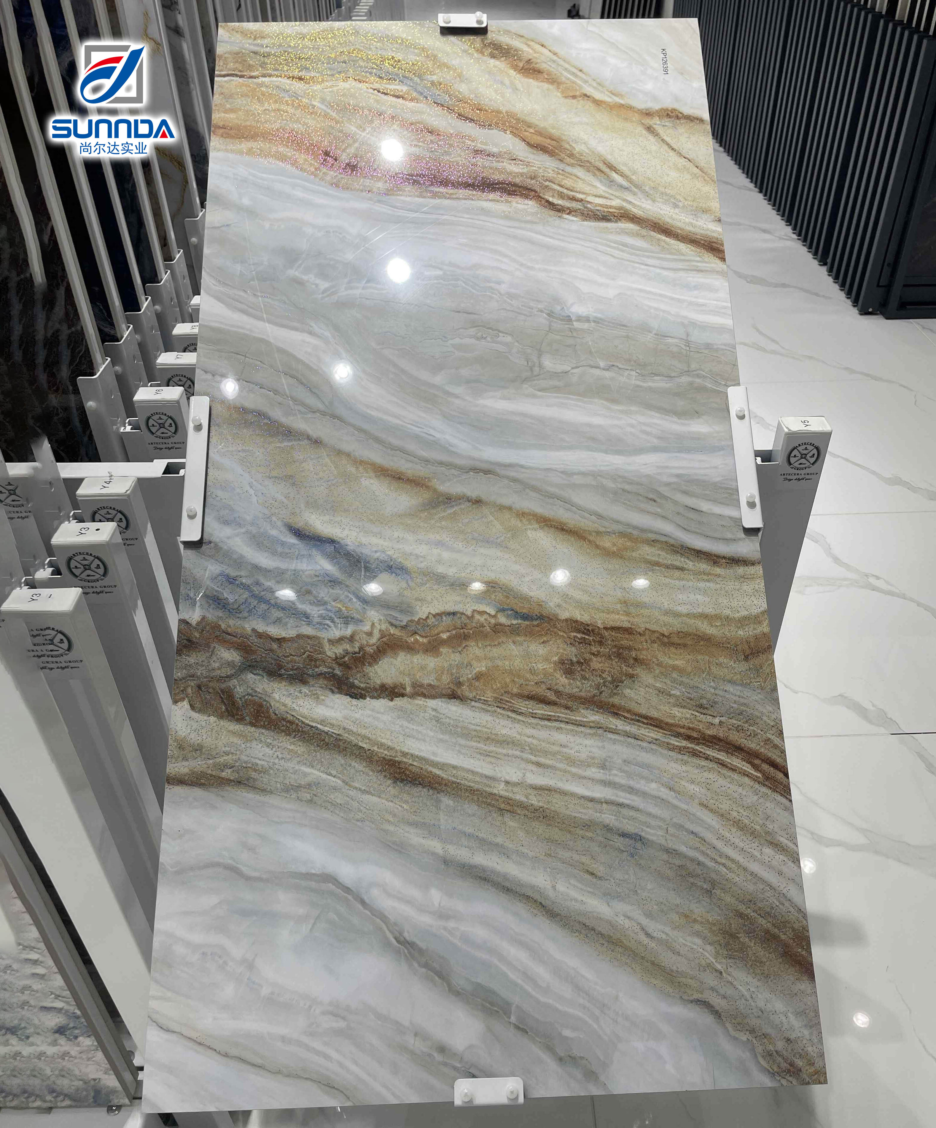 Glazed polished porcelain tiles 