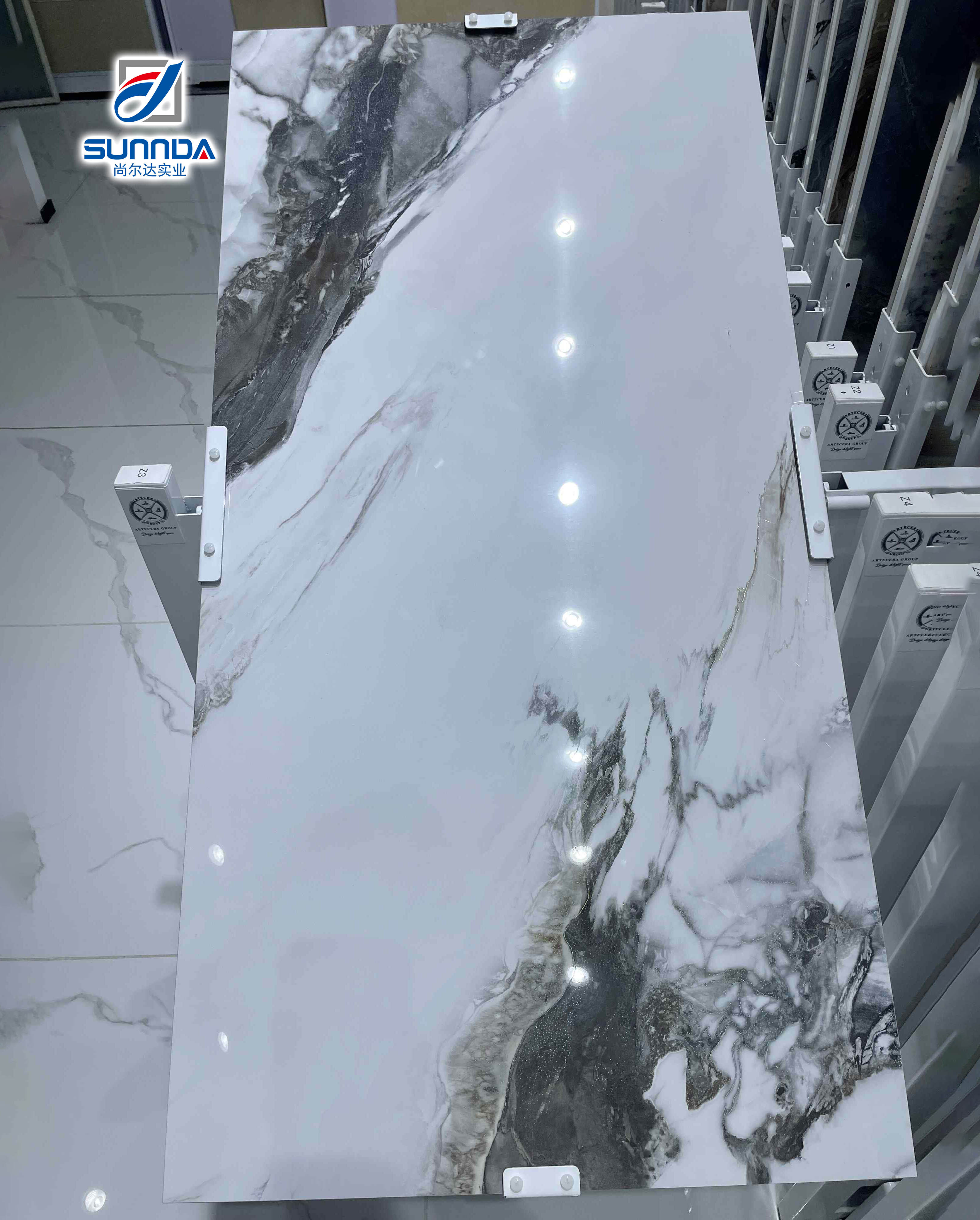 Glazed polished porcelain tiles 