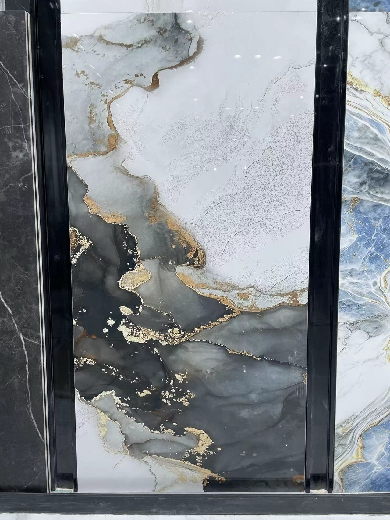 Glazed polished porcelain tiles 