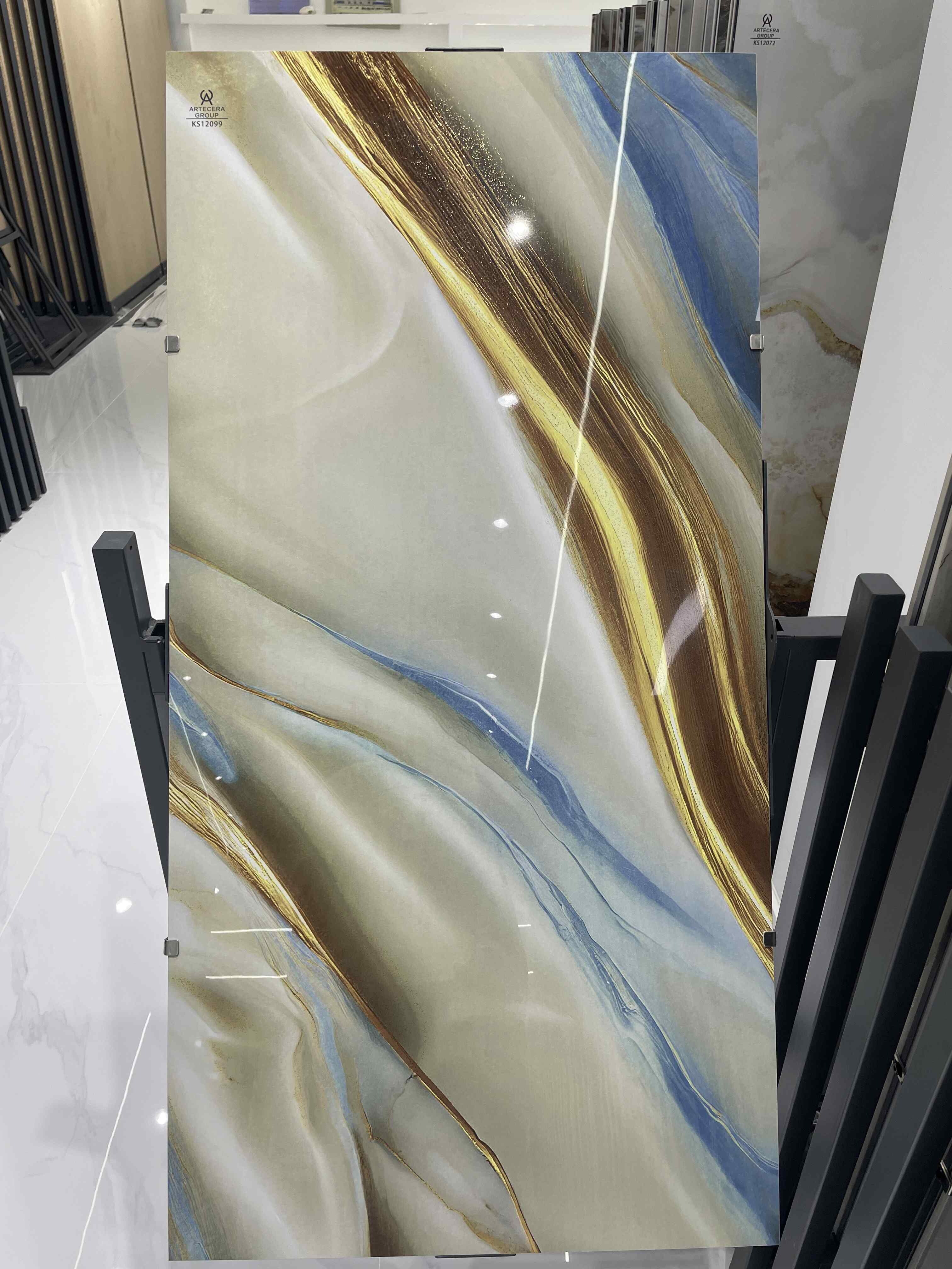 Glazed polished porcelain tiles 