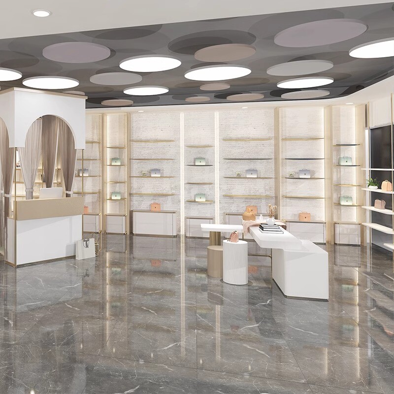 Shoe and leather bag display cabinet