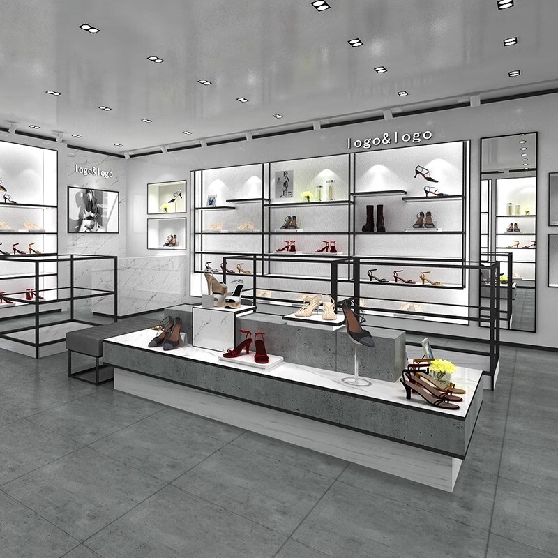 Shoe and leather bag display cabinet