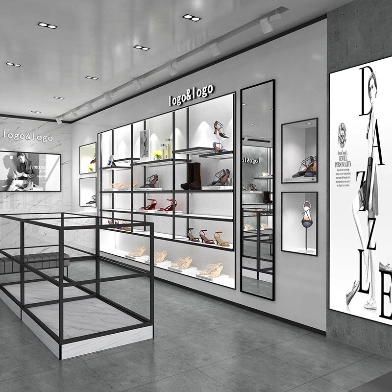 Shoe and leather bag display cabinet