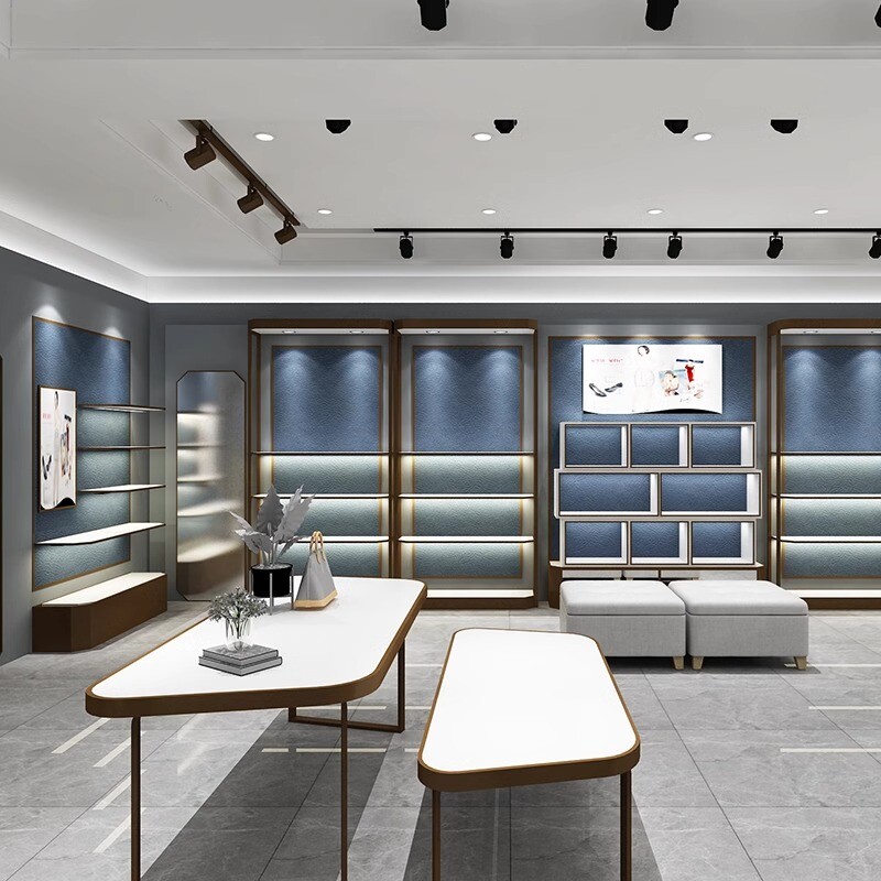 Shoe and leather bag display cabinet