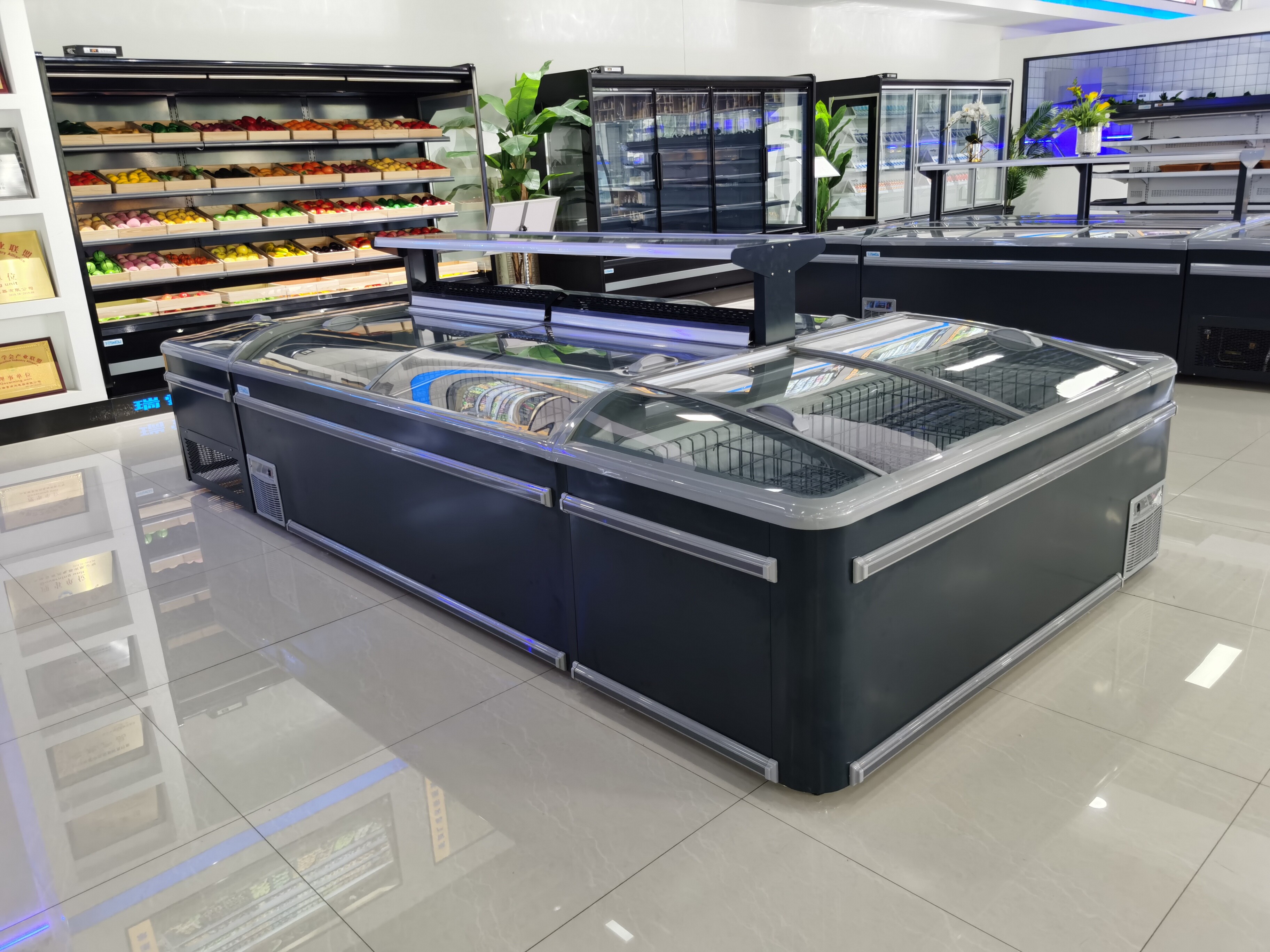 Plug-in Type Up-down Sliding Glass Door Combined Island Freezer