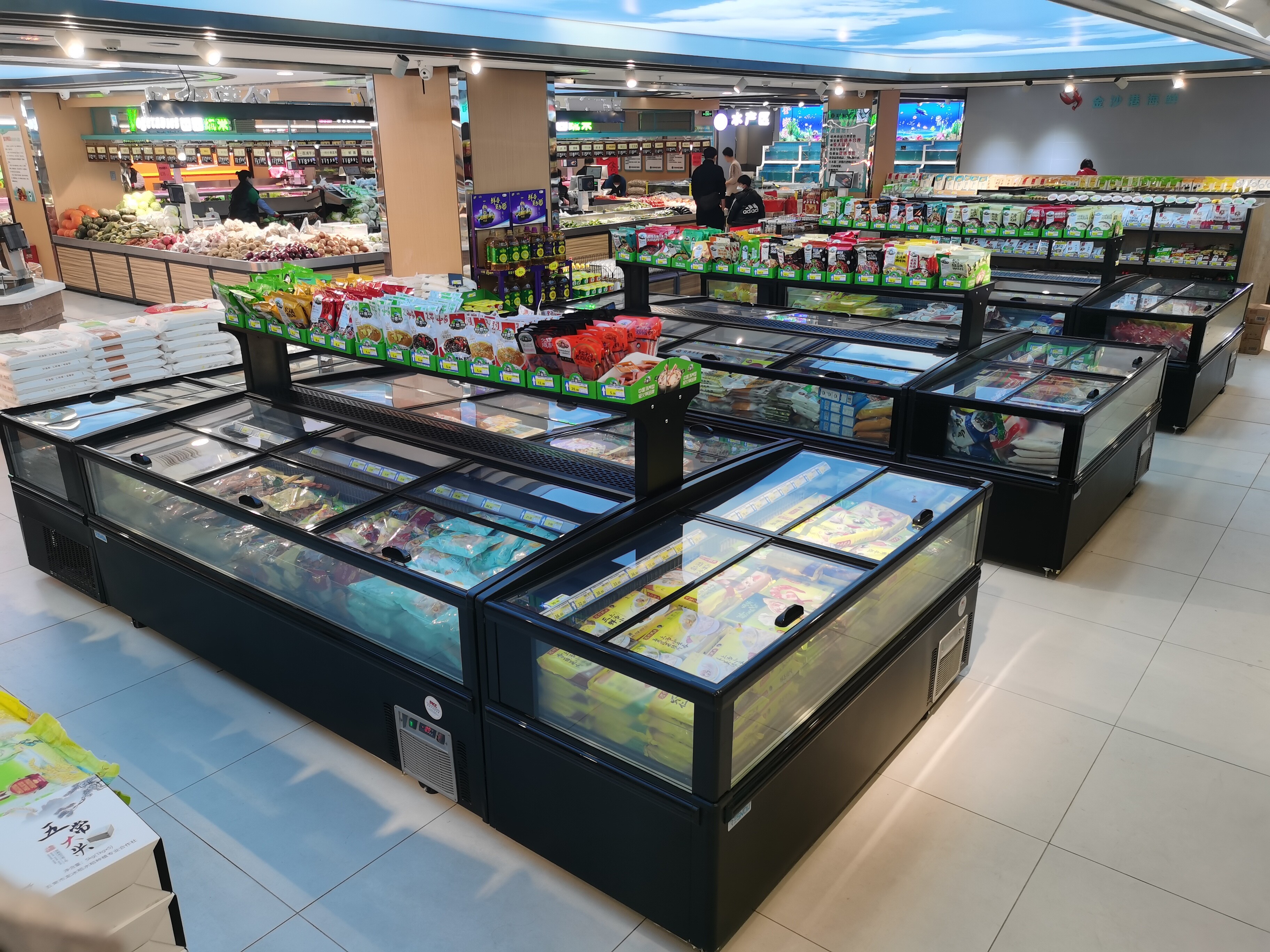 Plug-in Type Up-down Sliding Glass Door Combined Island Freezer