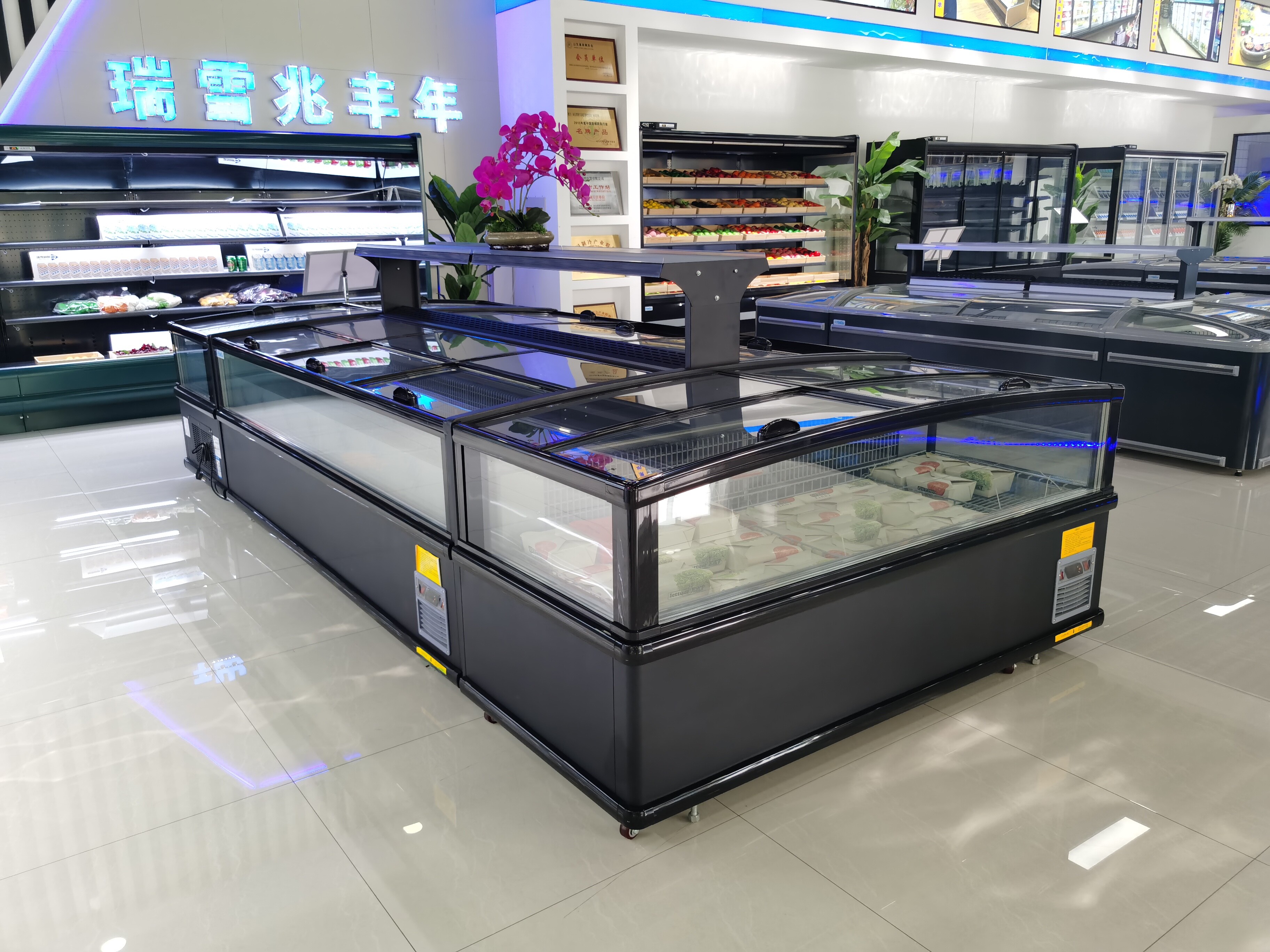 Plug-in Type Up-down Sliding Glass Door Combined Island Freezer