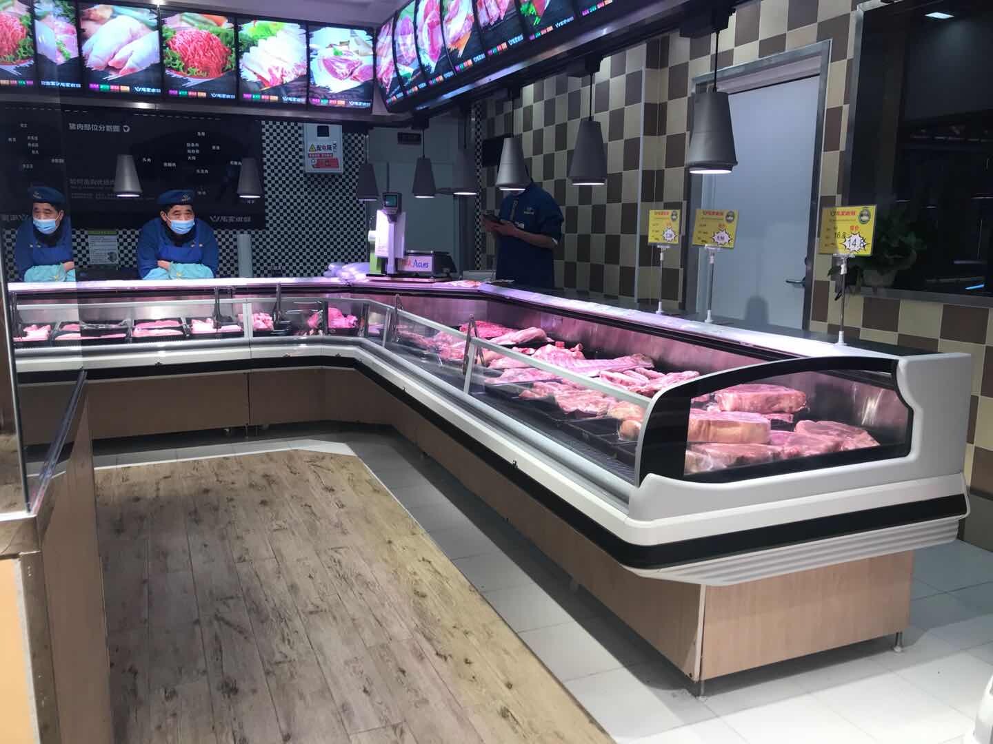 Luxury Fresh Meat Service Over Counter Showcase 
