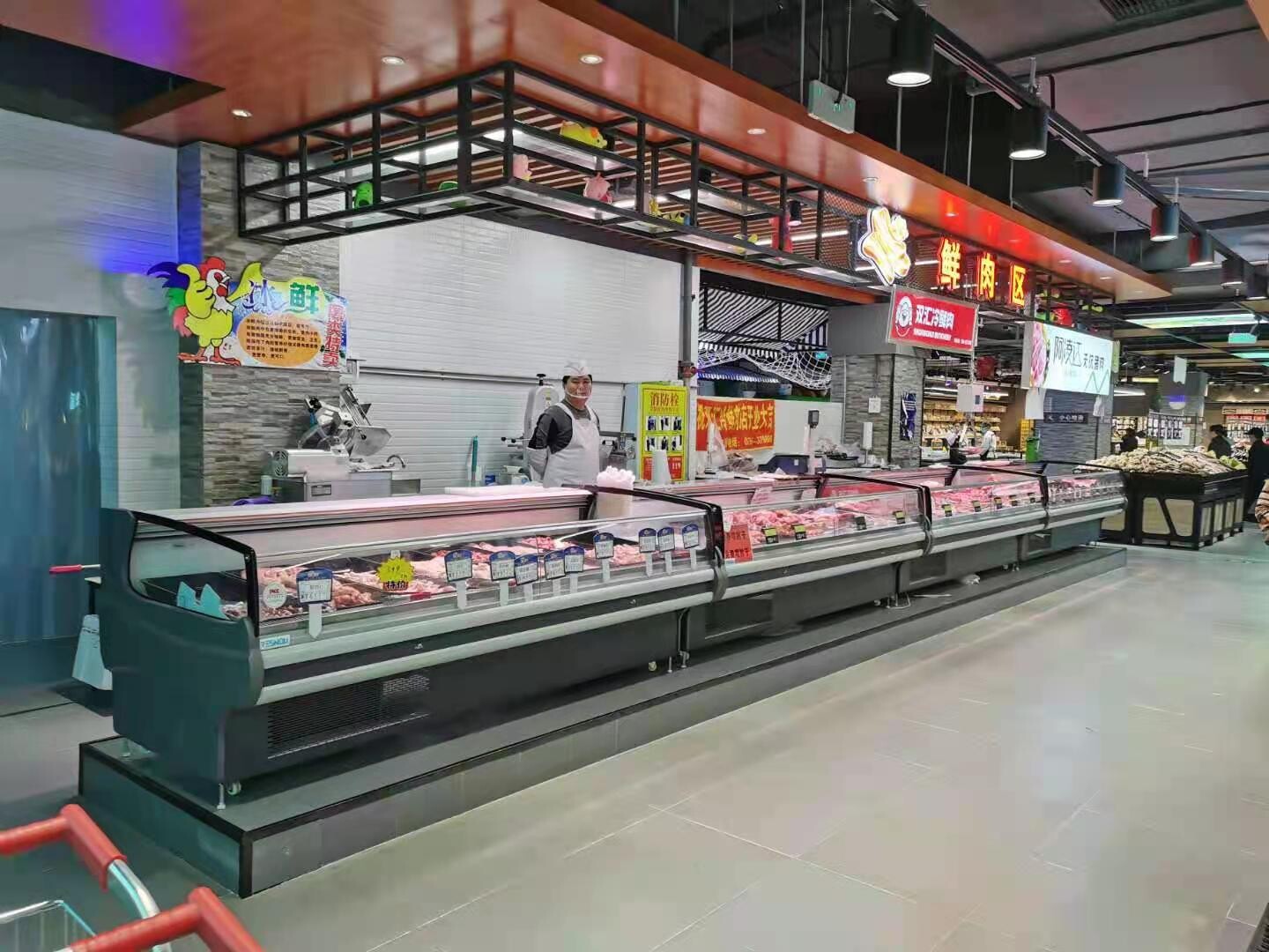 Luxury Fresh Meat Service Over Counter Showcase 