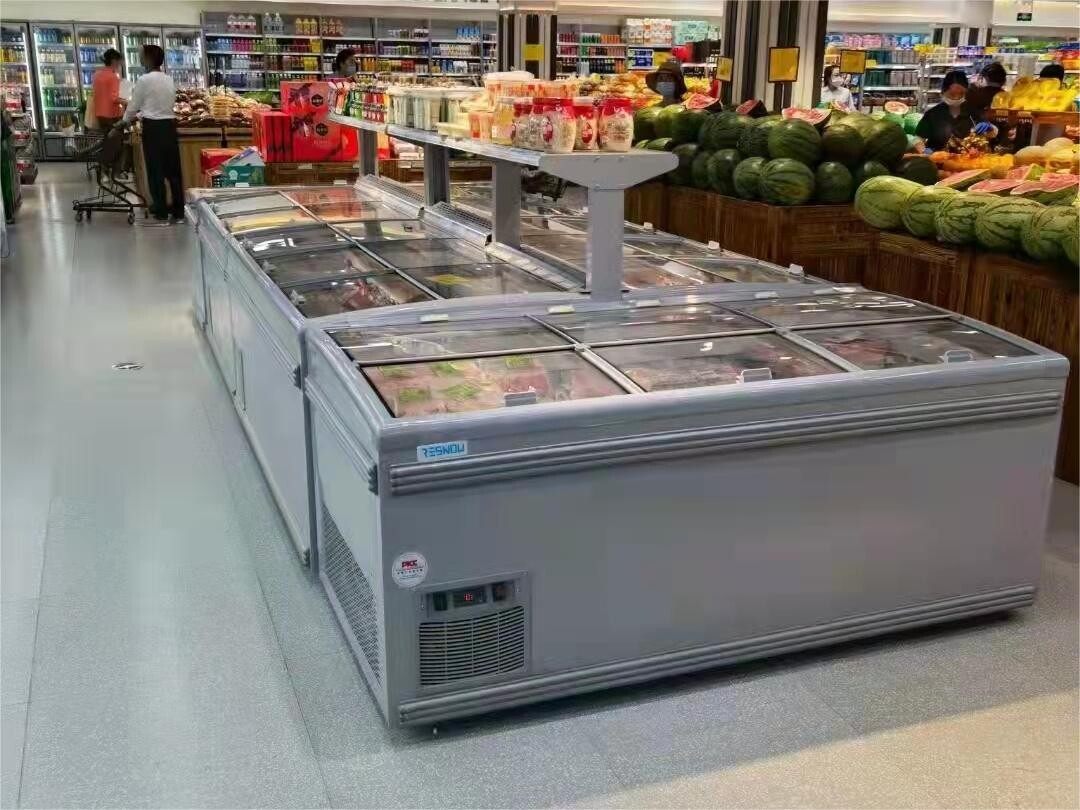 Plug-in Type Left And Right Sliding Door Combined Island Freezer
