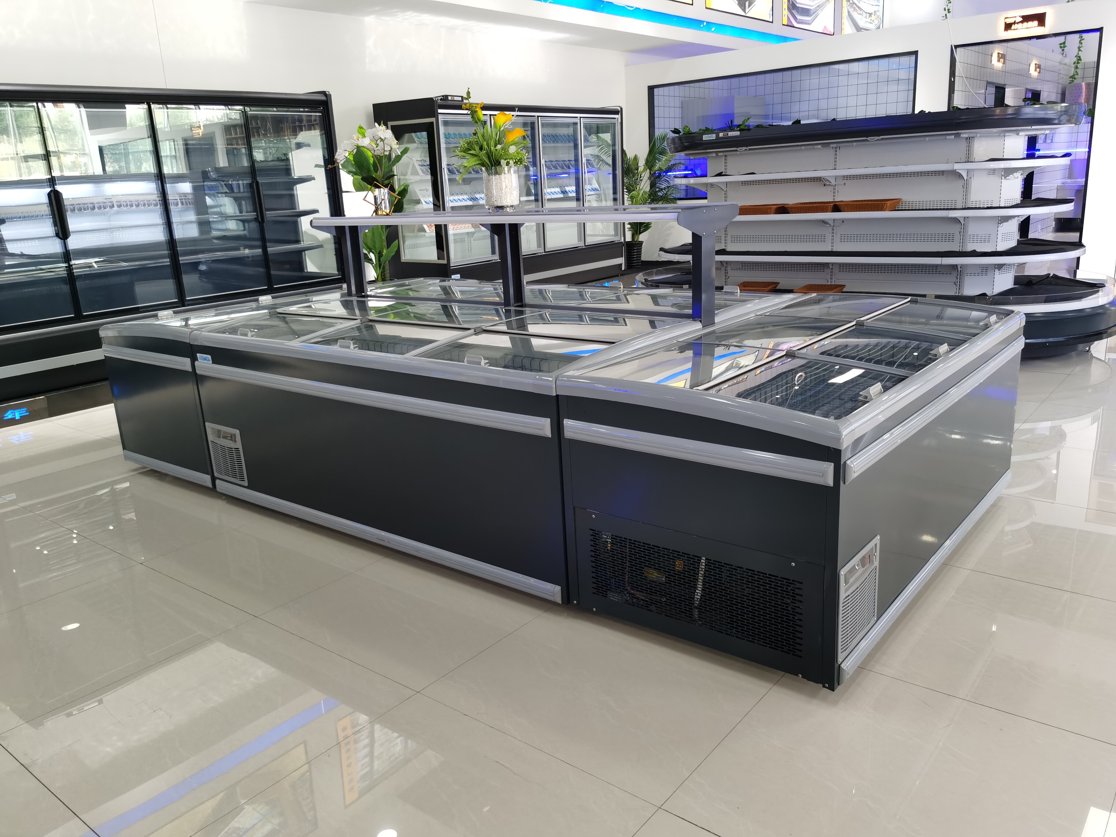 Plug-in Type Left And Right Sliding Door Combined Island Freezer